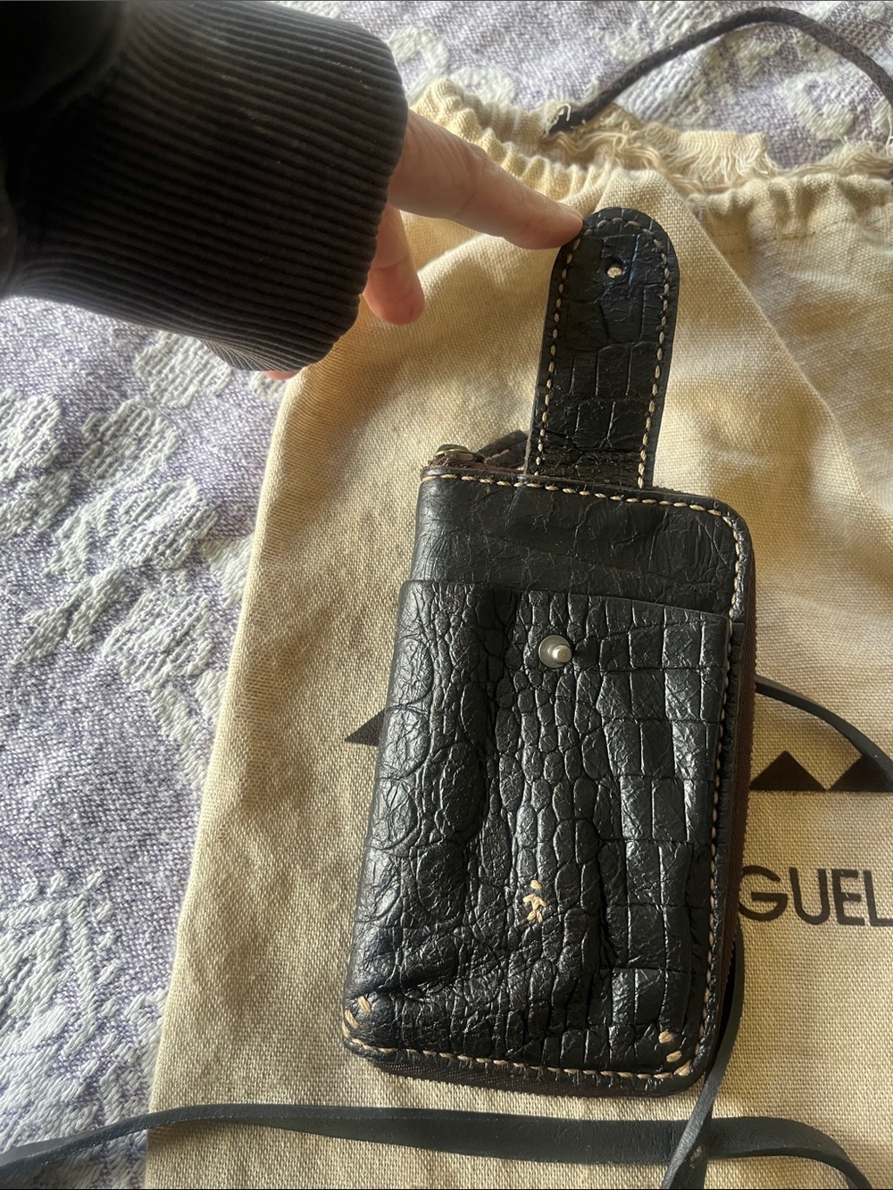 Henry Beguelin Brown Leather Crossbody Phone Case/wallet - Picture 6 of 6